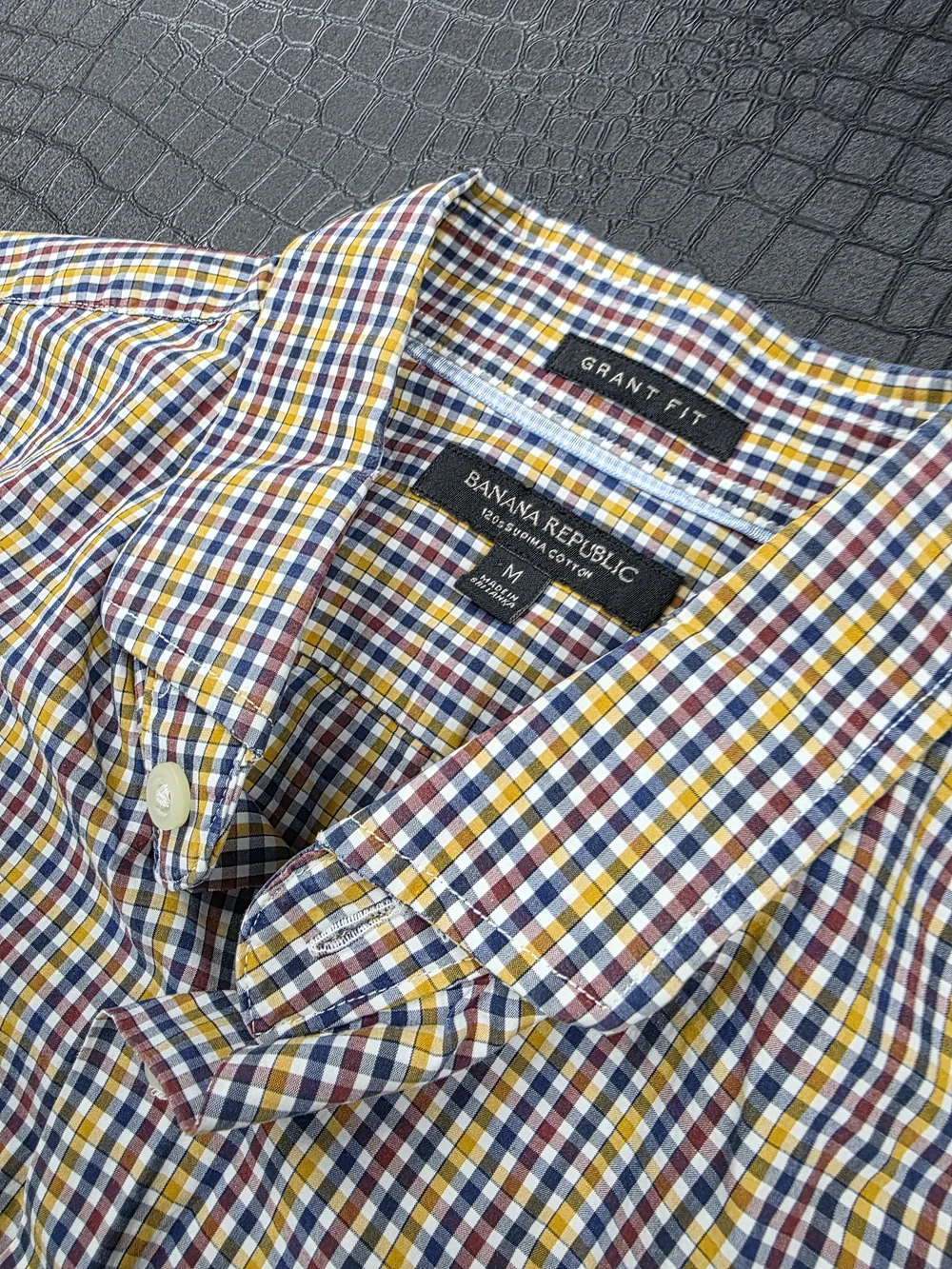 Banana Republic Grant Fit Button Down 120s Supima Cotton Medium MultiColor Check
